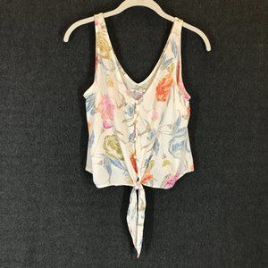 O'Neill Crop Tank Top White Floral Size Large